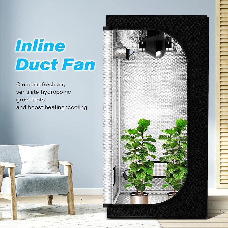 HealSmart 4 Inch 195 CFM Exhaust Inline Duct Fan Quiet Vent Booster Blower for Indoor Grow Tent Hydroponics Ventilation, Black - Image 3